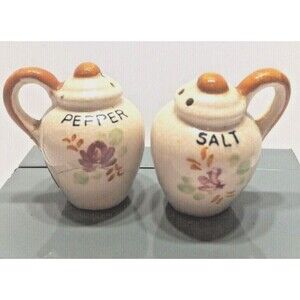 Jug Shaped Vintage Pal*Mar Salt Pepper Shakers Japan 1940s Floral 2 inches